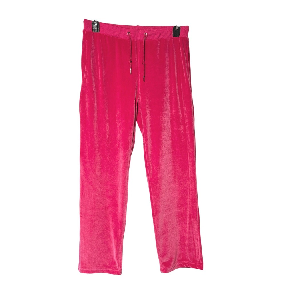 Bright Pink Velour Track Pants  Large Loungewear Cozycore Velvet-Soft Valentines